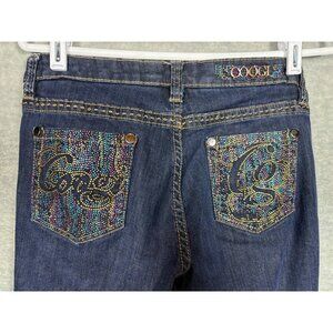Coogi Women's Denim Jeans Colorful Beaded Pockets Size 9/10 Embellished